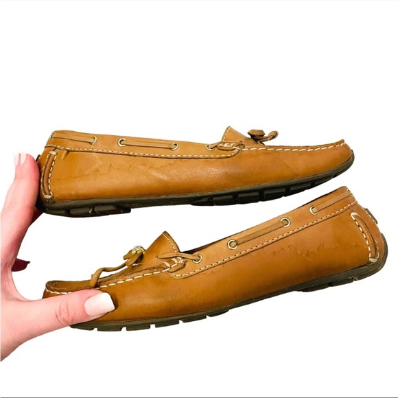 Clarks Mocc Boat 2 Tan Nubuck Leather Womens Slip On Moccasin Shoes SZ 8 - Picture 5 of 10